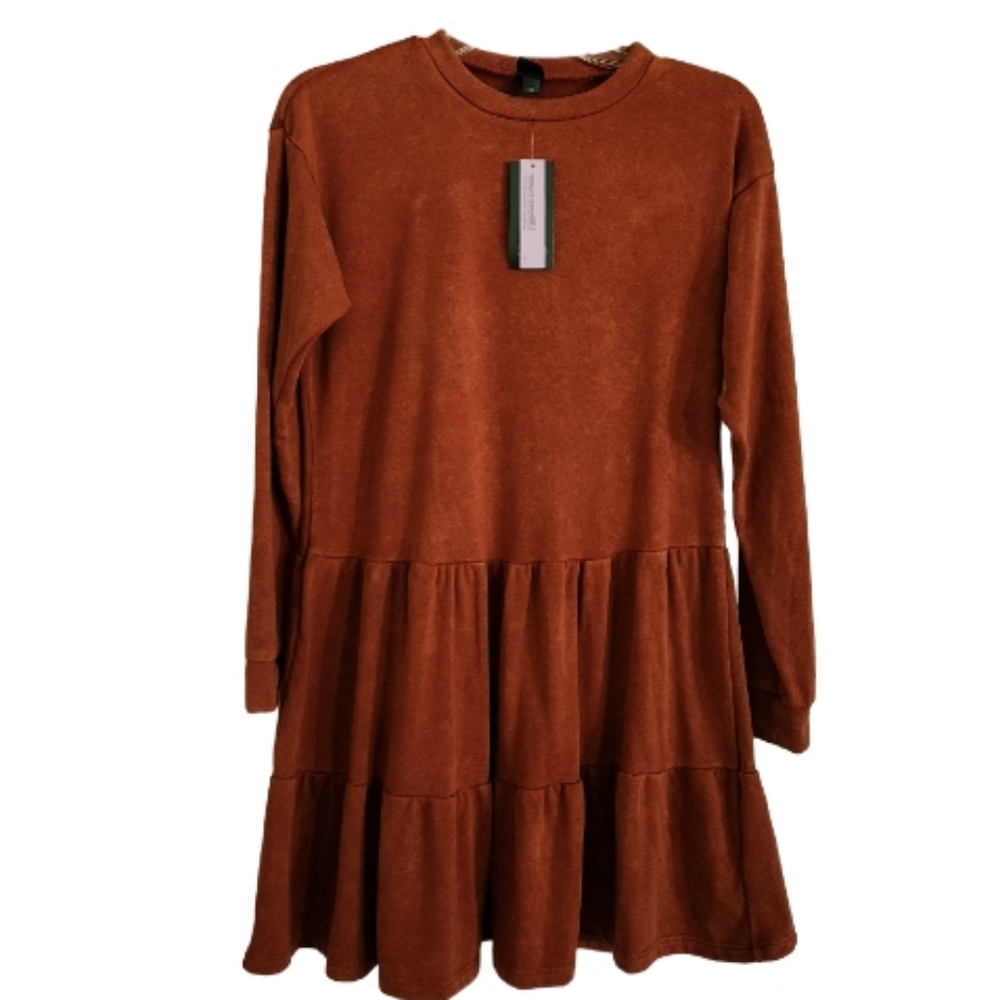 WOMEN'S MINERAL WASH LONGSLEEVE SWEATSHIRT DRESS SZ XS
